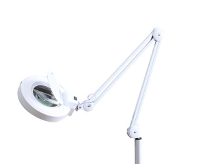 Светодиодная лампа лупа для педикюра 5 д белая на стойке
