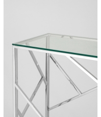 Журнальный стол 120*60 АРТ ДЕКО, прозрачное стекло, сталь серебро