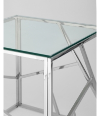 Журнальный столик 55*55 АРТ ДЕКО, прозрачное стекло, сталь серебро