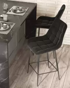 Стул полубарный Флекс велюр черный