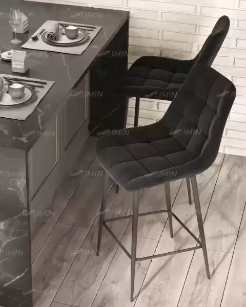 Стул полубарный Флекс велюр черный