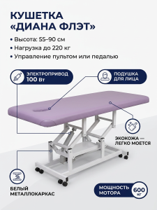 Стол - Кушетка массажная «Диана Флэт» с электроприводом, с питанием от сети