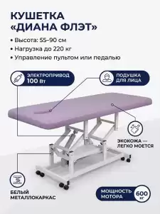 Стол - Кушетка массажная «Диана Флэт» с электроприводом, с питанием от сети
