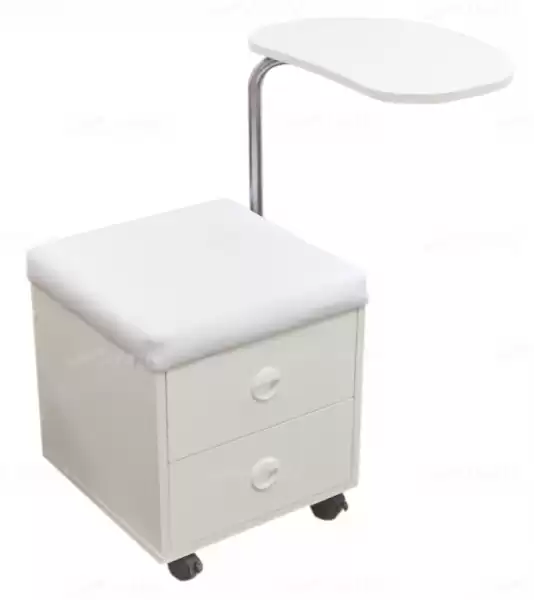 Стол экспресс-маникюра Мини с сиденьем, 2 ящиками и регулируемой столешницей на колёсах
