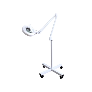 Светодиодная лампа лупа для педикюра 5 д белая на стойке
