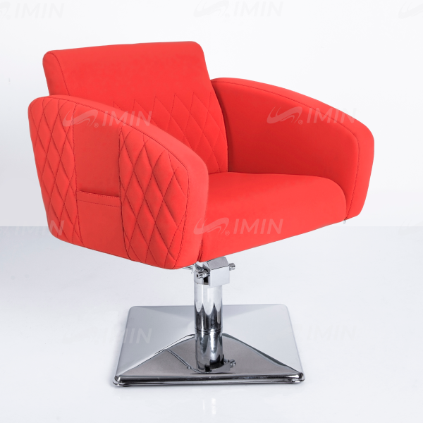 Кресло парикмахерское "Верона" красное, с отстрочкой, гидравлика