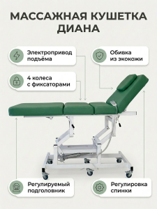 Массажная стол - кушетка "Диана" с электроприводом, питание от сети, (арт.1134) 1 мотор 