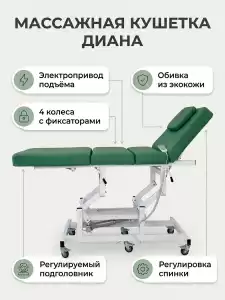Массажная стол - кушетка "Диана" с электроприводом, питание от сети, (арт.1134) 1 мотор 