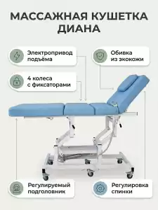 Массажная стол - кушетка "Диана" с электроприводом, питание от сети, (арт.1134) 1 мотор 
