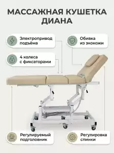 Массажная стол - кушетка "Диана" с электроприводом, питание от сети, (арт.1134) 1 мотор 