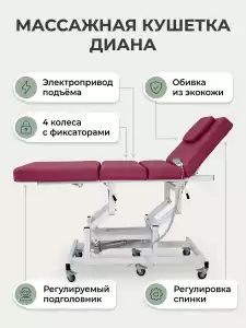 Массажная стол - кушетка "Диана" с электроприводом, питание от сети, (арт.1134) 1 мотор 