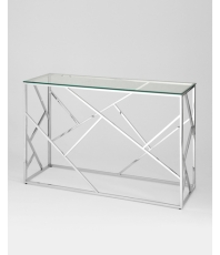 Журнальный столик 50*32 БОСТОН, прозрачное стекло, сталь серебро
