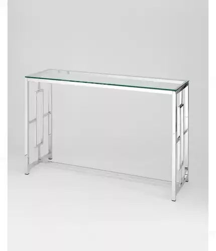 Консоль БРУКЛИН 120*40, прозрачное стекло, сталь серебро